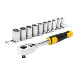 Set de clicheti si chei tubulare STANLEYr 1 4 in., 72 de dinti, 11 buc.