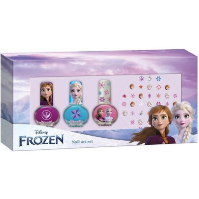 Set manichiura pentru fetite, cu 3 lacuri de unghii si modele de lipit pe unghii, Frozen foto