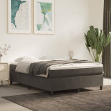 Cumpara ieftin Pat box spring cu saltea, gri &icirc;nchis, 140x190 cm, catifea