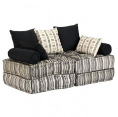 Canapea modulara cu 2 locuri, material textil, dungi foto