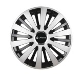 Set 4 capace roti Gri cu inel cromat R16 pentru gama auto Matiz, Autohelix MSA