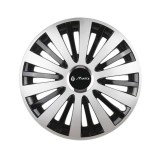 Set 4 capace roti Gri cu inel cromat R16 pentru gama auto Matiz