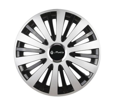 Set 4 capace roti Gri cu inel cromat R16 pentru gama auto Matiz foto