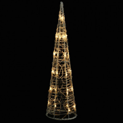 Piramidă decorativă con de lumini cu LED alb cald 60 cm acril foto