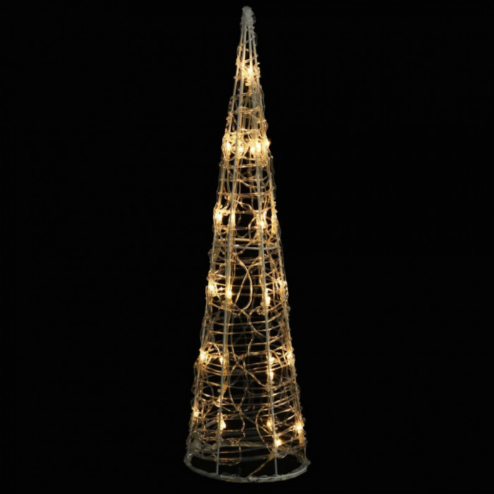 Piramidă decorativă con de lumini cu LED alb cald 60 cm acril