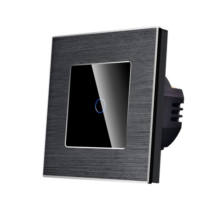 Intrerupator Simplu cu Touch din Sticla si Rama de Aluminiu LUXION, 500W SmartElectro IntelligentHouse