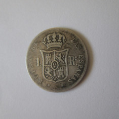 Rară! Spania 4 Reales 1863 Isabel II argint 900