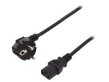 Cablu Alimentare Unghiular CEE 7/7 la IEC C13 75cm Negru