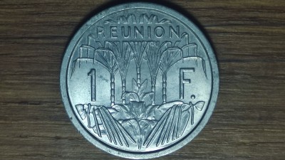 Reunion - moneda coloniala rara - 1 franc 1964 UNC - bufnita - foarte greu de gasit! foto