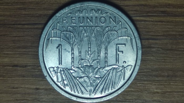 Reunion - moneda coloniala rara - 1 franc 1964 UNC - bufnita - foarte greu de gasit!