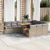 VidaXL Set canapele grădină perne 11 piese bej, poliratan/lemn acacia 3327650