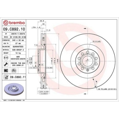Set disc frana Audi A3 (8p1) 05.03-12.13, A3 Sportback (8pa) 09.04-12.15; Seat Leon (1p1) 05.05-12.13; Skoda Superb 2 (3t4) 03.08-05.15; Vw Eos (1f7 foto