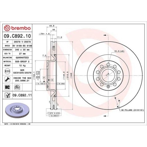 Set disc frana Audi A3 (8p1) 05.03-12.13, A3 Sportback (8pa) 09.04-12.15; Seat Leon (1p1) 05.05-12.13; Skoda Superb 2 (3t4) 03.08-05.15; Vw Eos (1f7