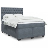 VidaXL Pat box spring cu saltea, gri &icirc;nchis, 140x200 cm, catifea 3293237