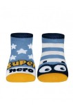 Șosete copii haioase Super Erou din bumbac, Funny Legs 283, Bleu, 18-20 (12)