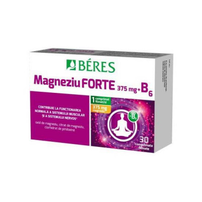 Magneziu Forte 375 miligrame + B6 30 comprimate filmate Beres foto