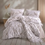 Cumpara ieftin Lenjerie pat dublu,bumbac ranforce,4 piese,crem cu flori,Mevlin-A1337