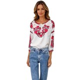 Bluza tip ie dama R25 alb crystal/rosu marimea S