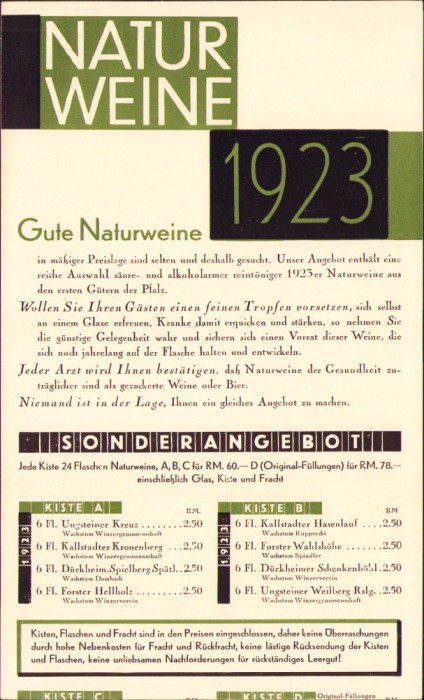 HST A1945 Reclamă vinuri Germania 1923