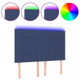 Cumpara ieftin Tablie de pat cu LED, albastru, 144x5x118/128 cm, textil