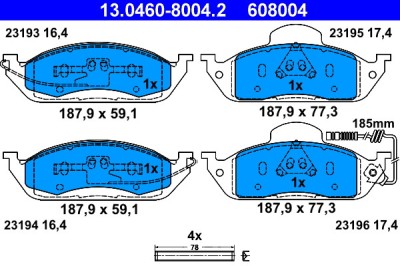 ATE 13.0460-8004.2 set placute frana,frana disc foto