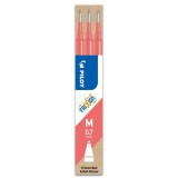 Set 3 rezerve roller Frixion Ball Pilot 0.7 mm varf mediu, roz coral