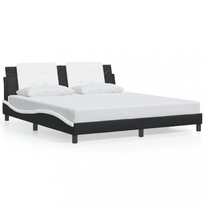 Cadru de pat fara saltea Zadar negru si alb 180x200cm piele artificiala