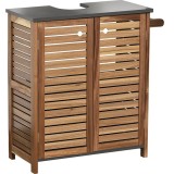 Mobilier Pentru Lavoar Din Lemn/Mdf Cu 2 Uși/1 Raft Interior/Suport Pentru Prosop Pe Lateral 70X30X66 Cm &ndash; Acacia | Mobilier Depozitare Baie