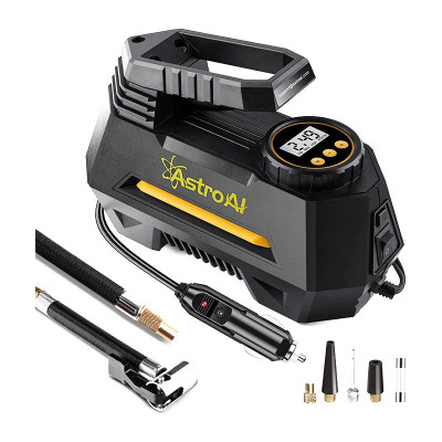 Compresor auto AstroAI, 12 V, 100 PSI, afisaj LCD, 9 x LED, 35 l/minut, adaptoare incluse foto