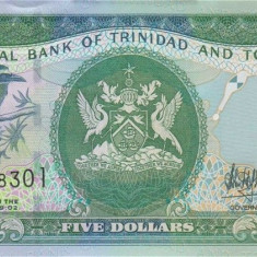 TRINIDAD SI TOBAGO █ bancnota █ 5 Dollars 2006 (2017) █ P-47c semnatura 10 █ UNC