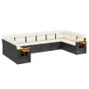 Set canapele de gradina cu perne, 10 piese, negru, poliratan