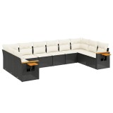 Cumpara ieftin Set canapele de gradina cu perne, 10 piese, negru, poliratan