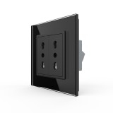 Priza dubla Livolo cu module &icirc;nguste si rama din sticla, standard german