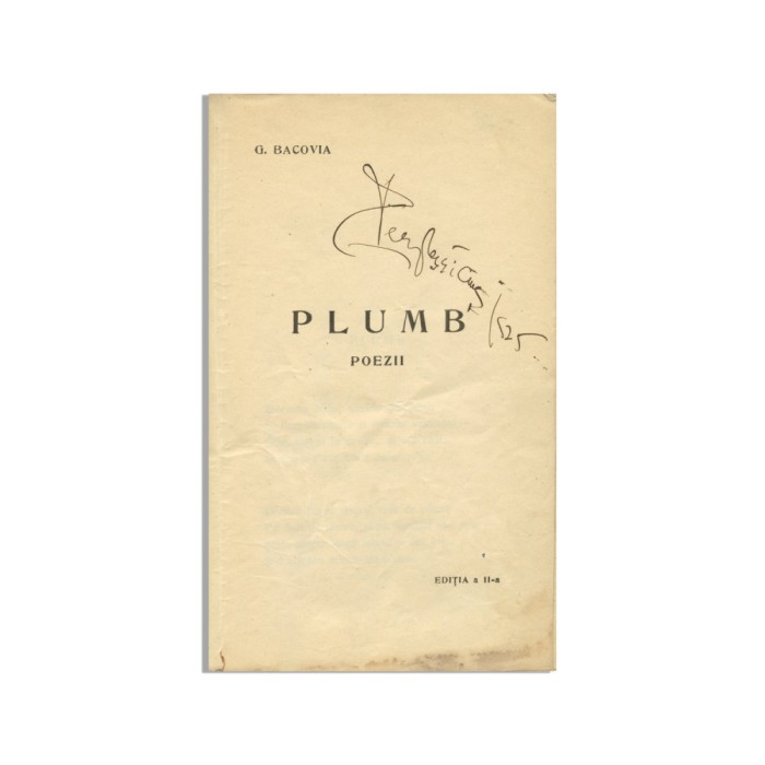 George Bacovia, Plumb, ediția a II-a, cu semnătura lui Perpessicius