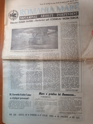 ziarul romania mare 17 iulie 1992 foto