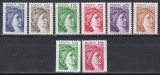 Franța 1979 - &bdquo;Sabine&rdquo; - Valori Noi (Cele 2 valori din r&acirc;ndul de jos, NEDANTELATE pe verticală, numerotate cu roșu), Set complet, MNH, Nestampilat