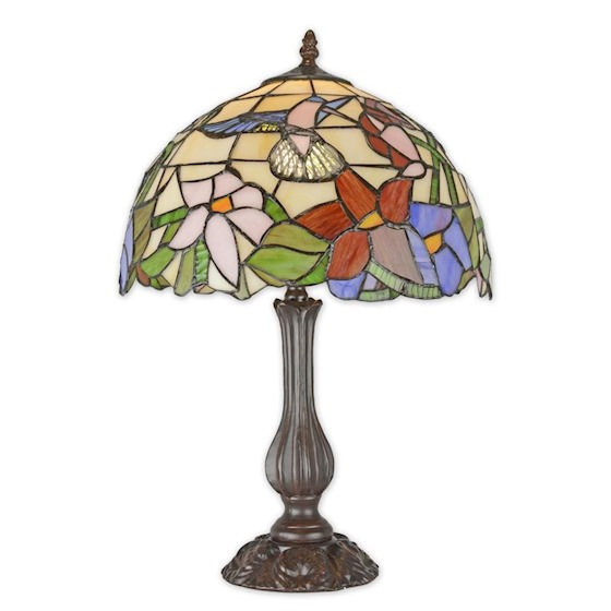 Lampa de masa Tiffany cu abajur cu flori stilizate TA-85