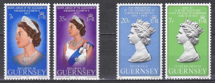 Guernsey 1977, 1978 - Jubileul de Argint al &Icirc;ncoronării Majestății Sale Regina Elisabeta a II-a, MNH