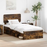 Cumpara ieftin Cadru de pat Stejar fumuriu 100 x 200 cm Lemn de pin masiv
