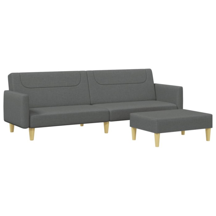 Canapea extensibila cu taburet, 2 locuri, gri inchis, textil