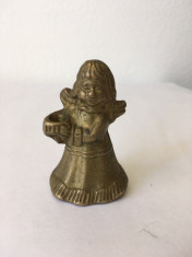 Figurina din bronz, inger-suport lumanari, deosebita, miniatura, 6,5 cm inaltime foto