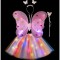 Costum Fluturas cu Aripi Modelabile Luminoase pentru Copii, Flippy, Fusta din Tul cu Lumini, Bagheta si Bentita, 4 piese, Pentru Halloween, Cosplay, C