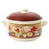 Cratita emailata cu capac din sticla Grunberg, 22 cm, 3.8 l, design traditional, Rosu
