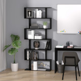 HOMCOM Librarie Design Modern in Lemn cu 6 Rafturi, Negru, 80x23x192cm