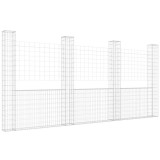 Cumpara ieftin Cos gabion in forma de U cu 4 stalpi, 380x20x200 cm, fier