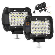 Set 2 proiectoare led bar 10 cm 60w + kit releu , cabluri si buton foto