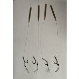 Set 4 carlige nr.6,fluorocarbon+textil monturi crap:inline,plumb pierdut,heli.