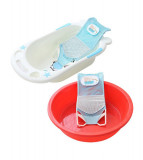 Suport de baie cu cadru metalic si acoperire moale din material textil Baby Bath tip hamac-Culoare Albastru, Oem