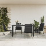 vidaXL Set mobilier de grădină, 5 piese, negru, oțel și textilenă 3200698