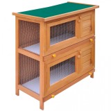 Cusca Iepuri Exterior VidaXL 90x45x89cm Lemn 4 Usi Tavite Extractibile Verde